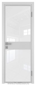Дверь Profil Doors 6AG Цвет профиля Белый матовый RAL9003 стекло Белый триплекс вставка Белый матовый