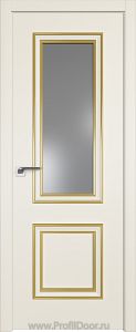 Дверь Profil Doors 53E цвет Магнолия Сатинат кромка ABS в цвет с 4-х сторон стекло Lacobel Серебро Матлак багет Золото