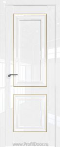 Дверь Profil Doors 27L Белый люкс Глухое полотно молдинг золото