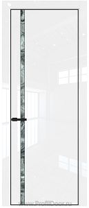 Дверь Profil Doors 21LA цвет Белый люкс стекло Атриум серебро цвет профиля Черный матовый RAL9005