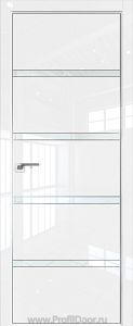 Дверь Profil Doors 23LE цвет Белый люкс кромка Матовый Алюминий с 4-х сторон стекло Lacobel Белый лак