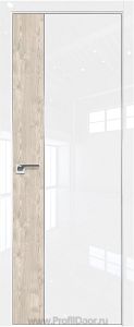 Дверь Profil Doors 24LE цвет Белый люкс кромка Матовый Алюминий с 4-х сторон вставка Каштан Светлый