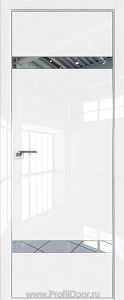 Дверь Profil Doors 103LK цвет Белый люкс кромка Матовый Алюминий с 4-х сторон стекло Зеркало