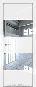 Дверь Profil Doors 110LK цвет Белый люкс кромка Матовый Алюминий с 4-х сторон стекло Зеркало