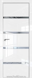 Дверь Profil Doors 120LK цвет Белый люкс кромка Матовый Алюминий с 4-х сторон стекло Зеркало