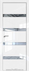 Дверь Profil Doors 126LK цвет Белый люкс кромка Матовый Алюминий с 4-х сторон стекло Зеркало