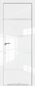 Дверь Profil Doors 20LK цвет Белый люкс кромка Матовый Алюминий с 4-х сторон стекло Lacobel Белый лак