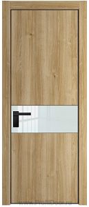 Дверь Profil Doors 17NE цвет Дуб Карамель кромка Черный матовый RAL9005 стекло Lacobel Белый лак