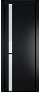 Дверь Profil Doors 18PE цвет Блэк кромка Черный матовый RAL9005 стекло Lacobel Белый лак