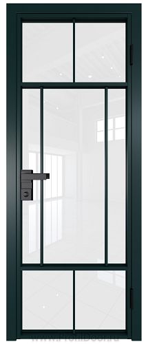 Дверь Profil Doors 10AG стекло Белый Триплекс цвет профиля Зеленый матовый RAL6004
