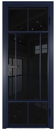 Дверь Profil Doors 10AG стекло Черный Триплекс цвет профиля Cиний матовый RAL5003