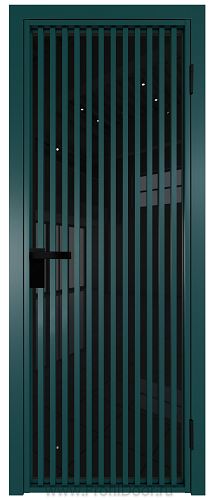 Дверь Profil Doors 11AG стекло Черный Триплекс цвет профиля Зеленый матовый RAL6004