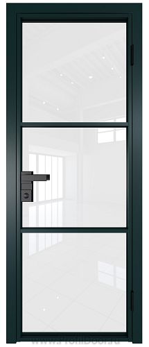 Дверь Profil Doors 13AG стекло Белый Триплекс цвет профиля Зеленый матовый RAL6004