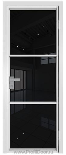 Дверь Profil Doors 13AG стекло Черный Триплекс цвет профиля Белый матовый RAL9003