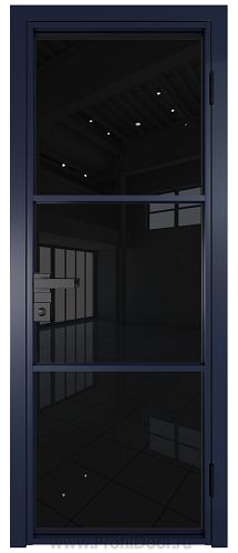Дверь Profil Doors 13AG стекло Черный Триплекс цвет профиля Cиний матовый RAL5003