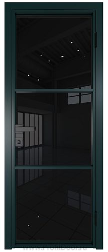 Дверь Profil Doors 13AG стекло Черный Триплекс цвет профиля Зеленый матовый RAL6004