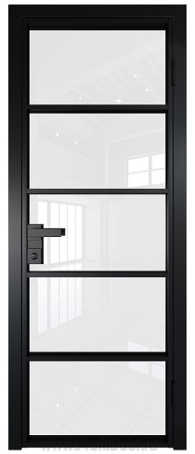 Дверь Profil Doors 14AG стекло Белый Триплекс цвет профиля Черный матовый RAL9005
