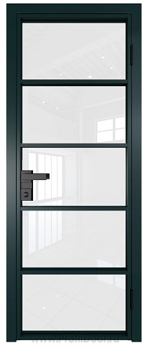 Дверь Profil Doors 14AG стекло Белый Триплекс цвет профиля Зеленый матовый RAL6004