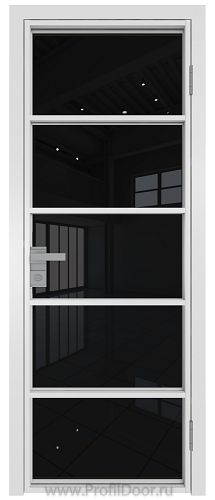 Дверь Profil Doors 14AG стекло Черный Триплекс цвет профиля Белый матовый RAL9003