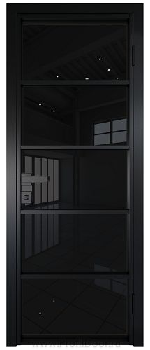 Дверь Profil Doors 14AG стекло Черный Триплекс цвет профиля Черный матовый RAL9005