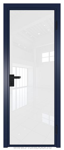 Дверь Profil Doors 1AG стекло Белый Триплекс цвет профиля Cиний матовый RAL5003