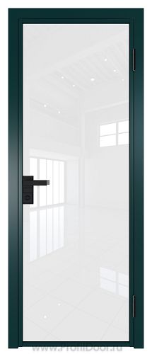 Дверь Profil Doors 1AG стекло Белый Триплекс цвет профиля Зеленый матовый RAL6004