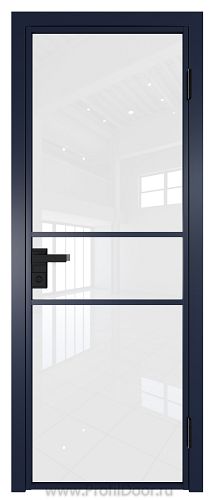 Дверь Profil Doors 2AG стекло Белый Триплекс цвет профиля Cиний матовый RAL5003