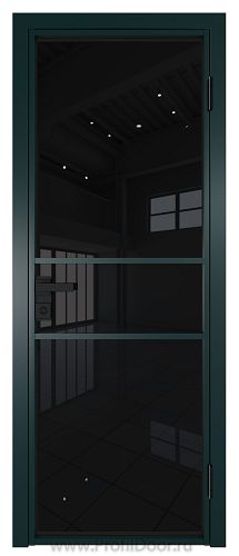 Дверь Profil Doors 2AG стекло Черный Триплекс цвет профиля Зеленый матовый RAL6004