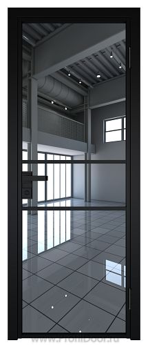 Дверь Profil Doors 2AG стекло Зеркало цвет профиля Черный матовый RAL9005
