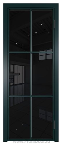Дверь Profil Doors 3AG стекло Черный Триплекс цвет профиля Зеленый матовый RAL6004