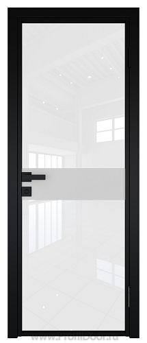 Дверь Profil Doors 6AG Цвет профиля Черный матовый RAL9005 стекло Белый триплекс вставка Белый матовый