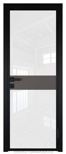 Дверь Profil Doors 6AG Цвет профиля Черный матовый RAL9005 стекло Белый триплекс вставка Какао матовый