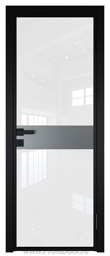 Дверь Profil Doors 6AG Цвет профиля Черный матовый RAL9005 стекло Белый триплекс вставка Кварц матовый