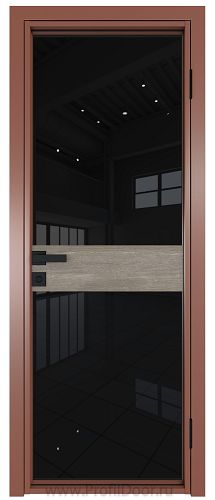 Дверь Profil Doors 6AG стекло Черный Триплекс цвет профиля Бронза вставка Каштан Темный