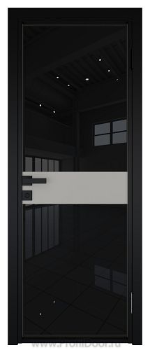 Дверь Profil Doors 6AG Цвет профиля Черный матовый RAL9005 стекло Черный триплекс вставка Галька матовый