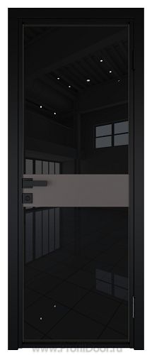 Дверь Profil Doors 6AG Цвет профиля Черный матовый RAL9005 стекло Черный триплекс вставка Какао матовый