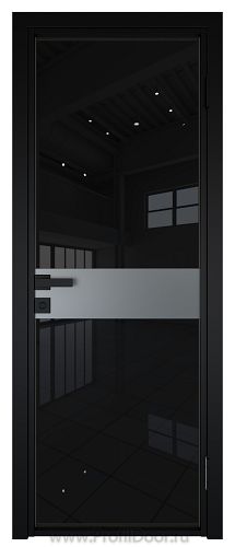 Дверь Profil Doors 6AG Цвет профиля Черный матовый RAL9005 стекло Черный триплекс вставка Кварц матовый