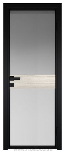 Дверь Profil Doors 6AG Цвет профиля Черный матовый RAL9005 стекло Матовое вставка Дуб SKY Белёный