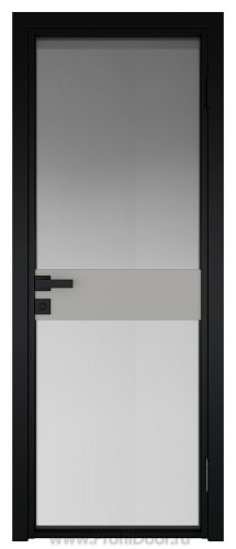 Дверь Profil Doors 6AG Цвет профиля Черный матовый RAL9005 стекло Матовое вставка Галька матовый