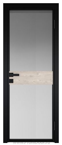 Дверь Profil Doors 6AG Цвет профиля Черный матовый RAL9005 стекло Матовое вставка Каштан светлый