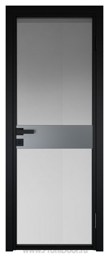 Дверь Profil Doors 6AG Цвет профиля Черный матовый RAL9005 стекло Матовое вставка Кварц матовый