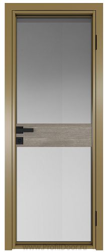 Дверь Profil Doors 6AG стекло Матовое цвет профиля Золото вставка Каштан Темный