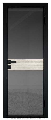 Дверь Profil Doors 6AG Цвет профиля Черный матовый RAL9005 стекло Тонированное вставка Дуб SKY Белёный