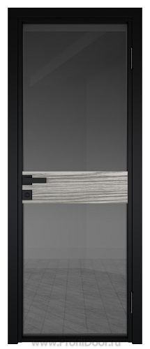 Дверь Profil Doors 6AG Цвет профиля Черный матовый RAL9005 стекло Тонированное вставка Дуб SKY Denim