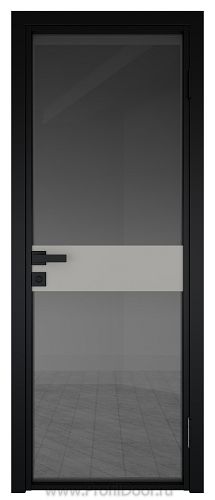 Дверь Profil Doors 6AG Цвет профиля Черный матовый RAL9005 стекло Тонированное вставка Галька матовый