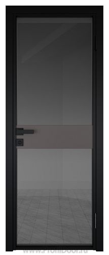 Дверь Profil Doors 6AG Цвет профиля Черный матовый RAL9005 стекло Тонированное вставка Какао матовый