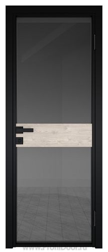 Дверь Profil Doors 6AG Цвет профиля Черный матовый RAL9005 стекло Тонированное вставка Каштан светлый