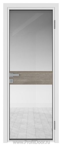 Дверь Profil Doors 6AG стекло Прозрачное цвет профиля Белый матовый RAL9003 вставка Каштан Темный