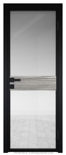 Дверь Profil Doors 6AG Цвет профиля Черный матовый RAL9005 стекло Прозрачное вставка Дуб SKY Denim