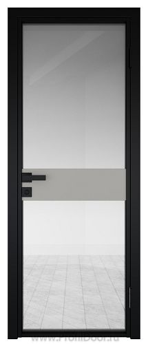 Дверь Profil Doors 6AG Цвет профиля Черный матовый RAL9005 стекло Прозрачное вставка Галька матовый
